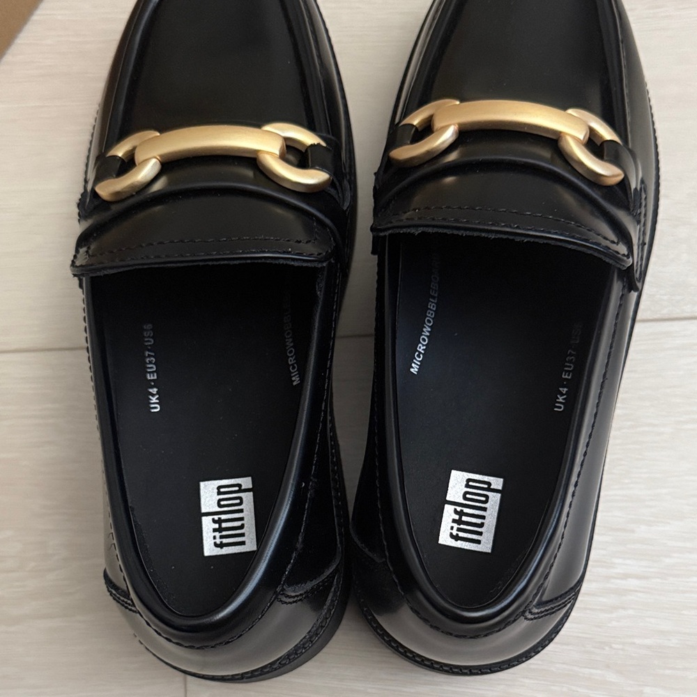 Fitflop Black and Gold Loafers - Picture 4 of 8